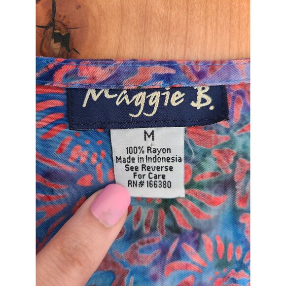 Maggie B Batik Colorful Long Sleeve MEDIUM Dress Dopamine Dressing Bright M - Picture 4 of 5